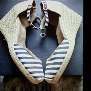 Navy Wedge Stripe Sandal
